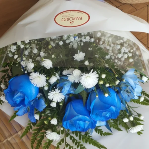 BUQUÊ 3 ROSAS AZUIS